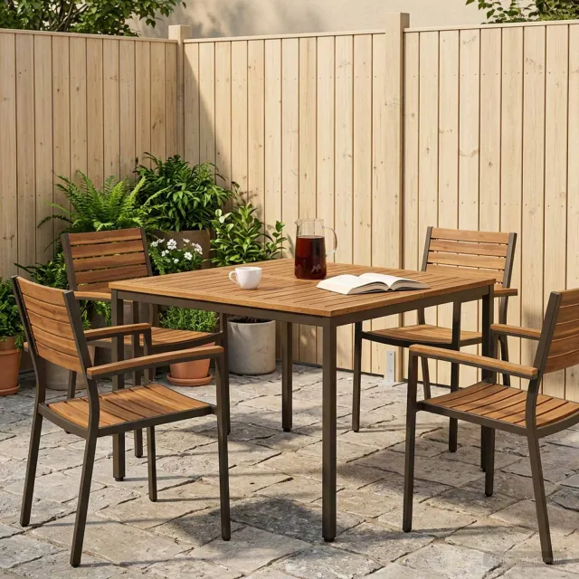 vidaXL Tuindiner tafel NAARDEN Natuurlijk en Koffie
