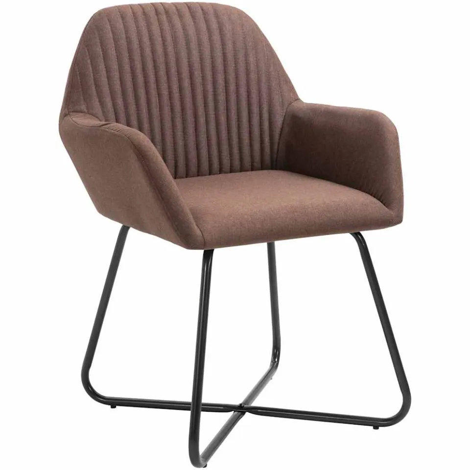 vidaXL Eetkamerstoelen 4 st stof bruin, foto 2