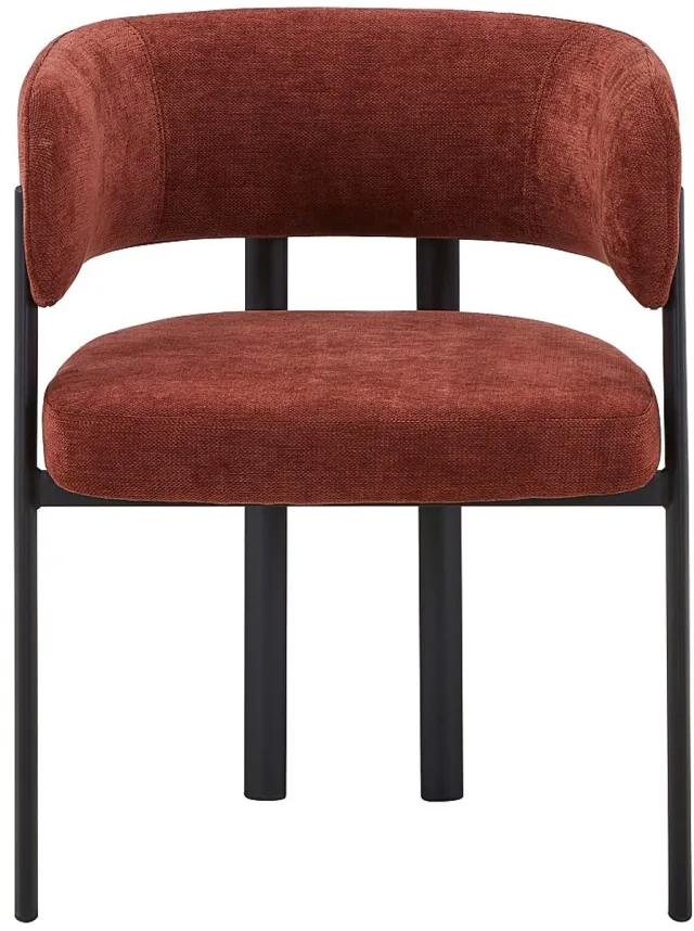 Vente-unique Set van 2 stoelen in stof en zwart metaal - Terracotta - CIBARO