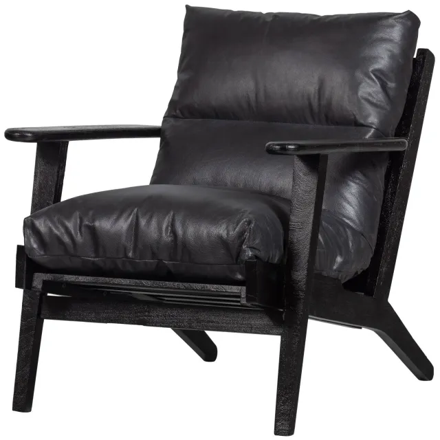 WOOOD Houston Fauteuil - Bouclé/Hout - Naturel - 86x71x71 black