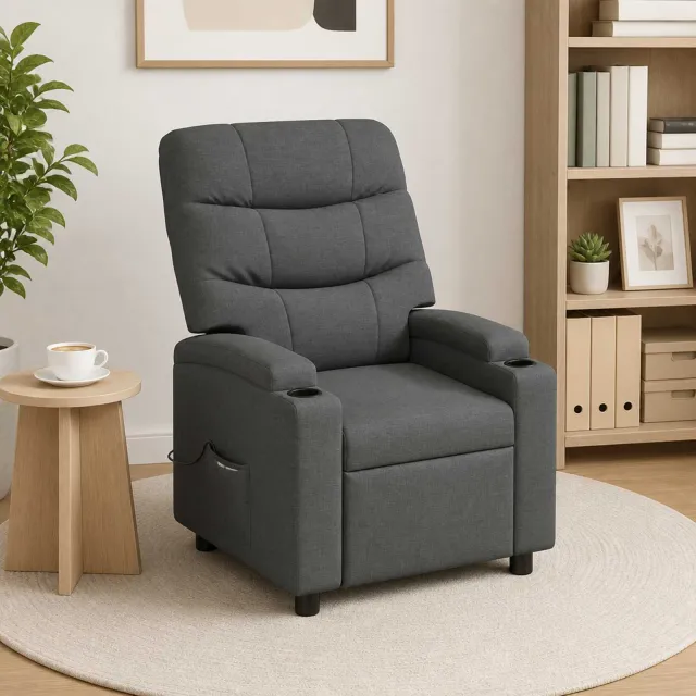 vidaXL Massage-relaxstoel Donkergrijs 75 x 93 x 102 cm Stof, foto 2