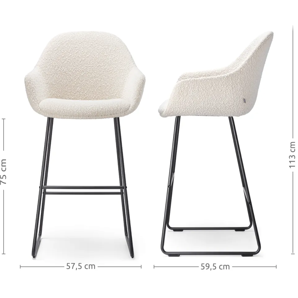 Nolon Nino-Mae barkruk bouclé beige - zwart onderstel - 75 cm, foto 3
