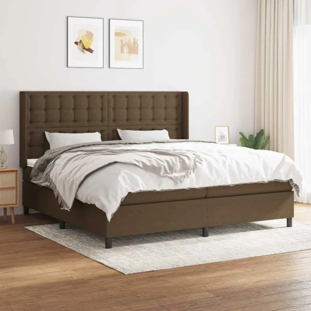 vidaXL Boxspring met matras stof donkerbruin 200x200 cm bruin
