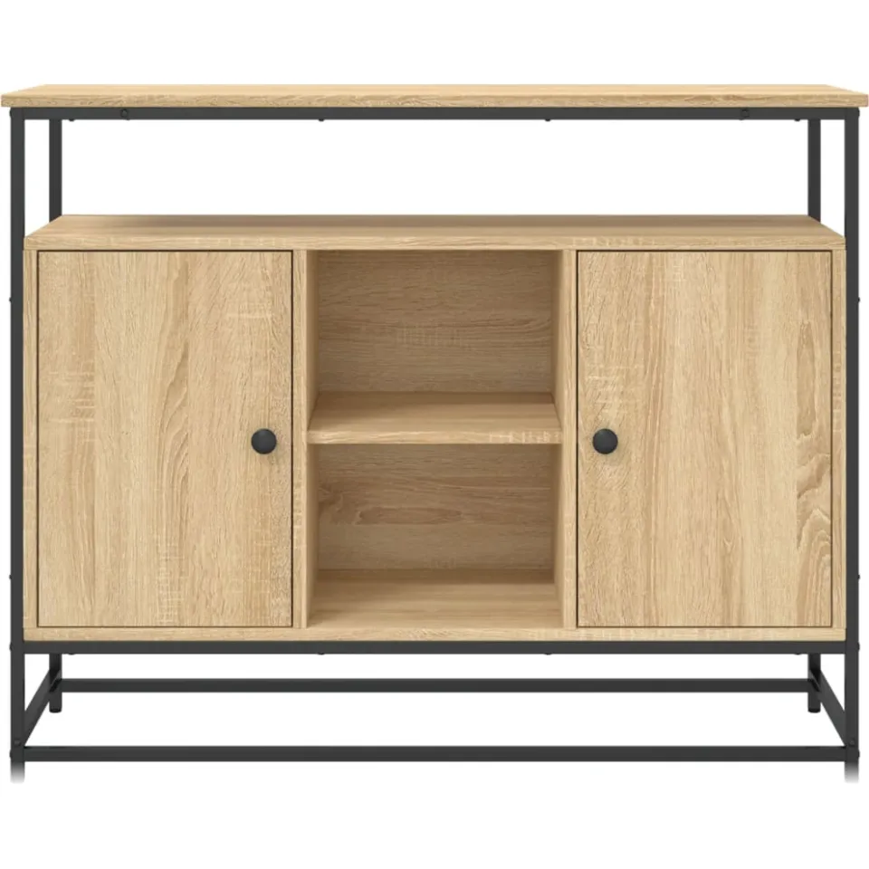 vidaXL Dressoir 100x35x80 cm bewerkt hout sonoma eikenkleurig, foto 4