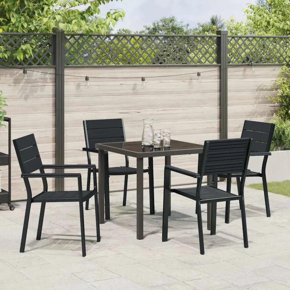 vidaXL Tuin eettafelset 5 st Zwart Gepoedercoat staal, foto 3
