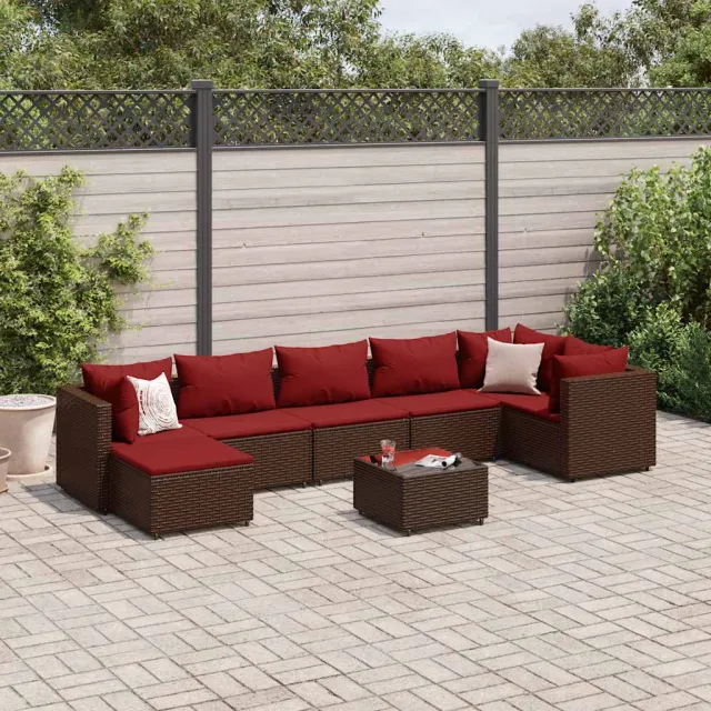 vidaXL 8-delige Loungeset met kussens poly rattan bruin, foto 2