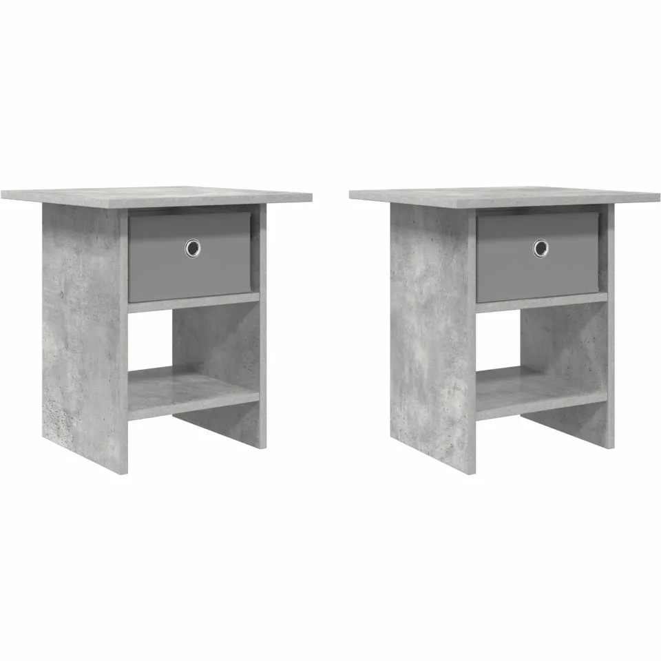 vidaXL Nachtkastje 2 st Beton Grijs 41 x 40 x 45 cm Bewerkt hout, foto 3