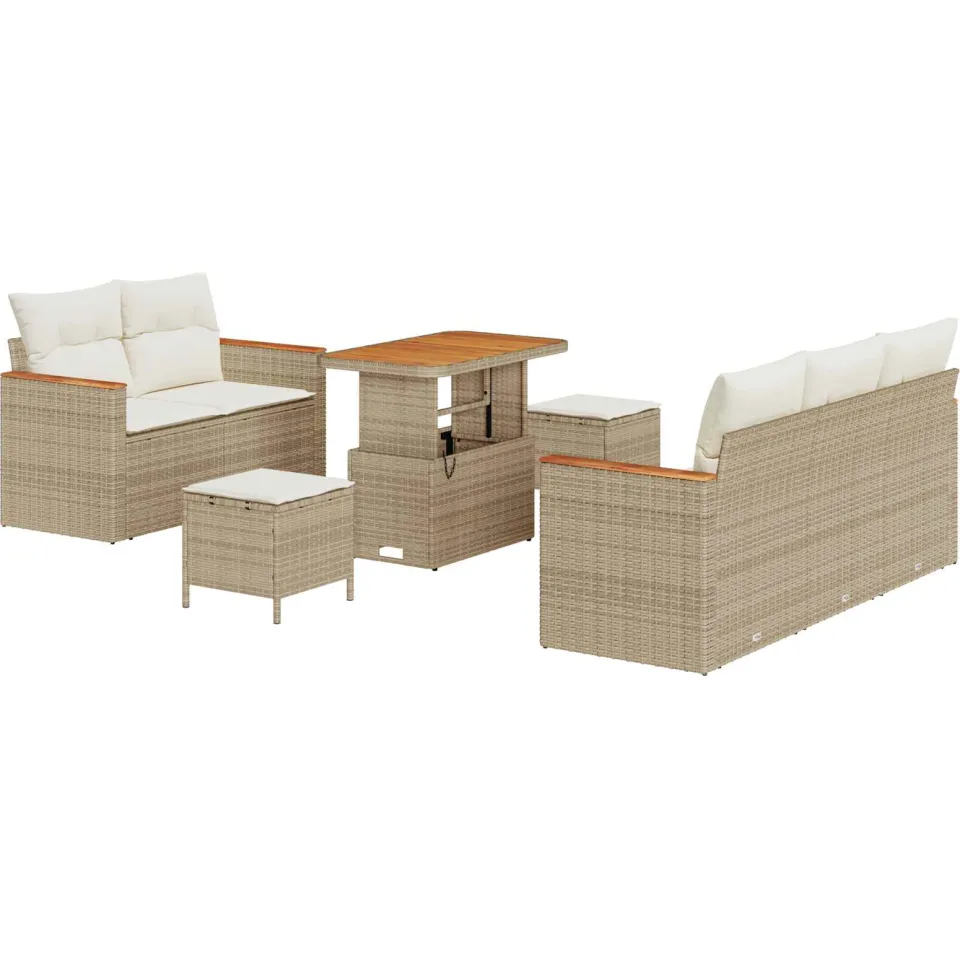 vidaXL Tuinbankenset 8 st Beige poly rattan