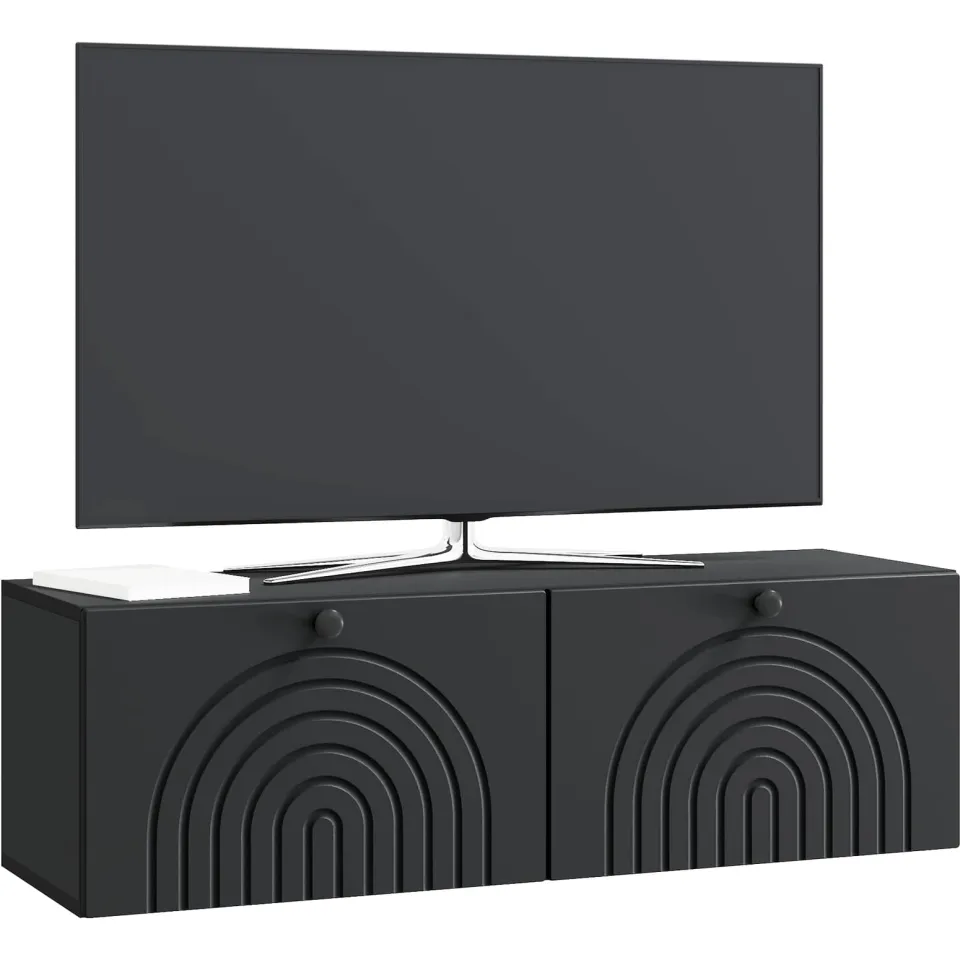 vidaXL Wandbeugel TV-kast Zwart 98 x 31 x 30 cm Bewerkt hout