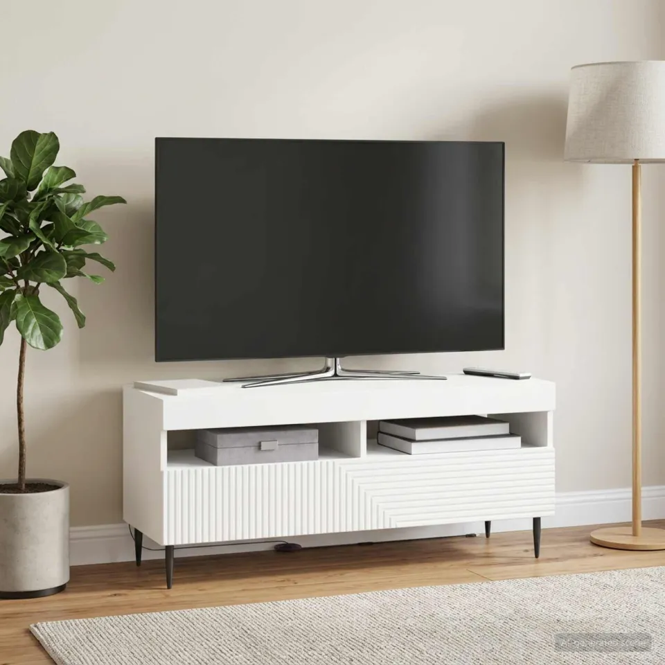 vidaXL LED tv-meubel HAARLEM 100 x 35 x 43 cm Wit Bewerkt hout, foto 4