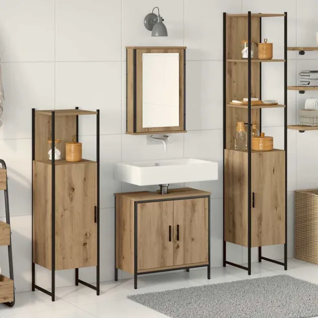 vidaXL Badkamermeubelset 4 st Bruin 33 x 33 x 185,5 cm Bewerkt hout, foto 2