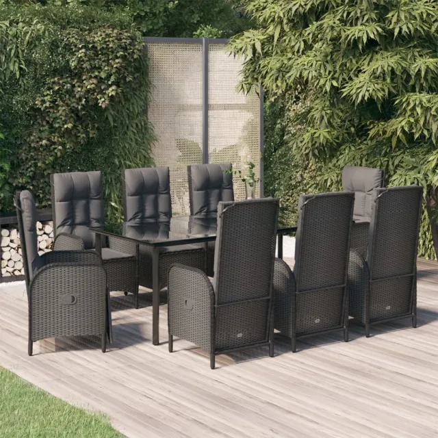 vidaXL 9-delige Tuinset poly rattan zwart, foto 2