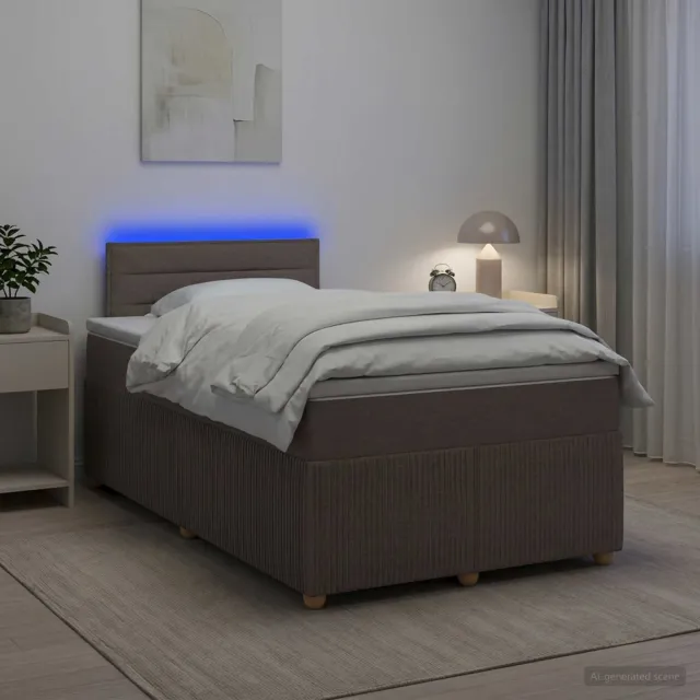 vidaXL Boxspringbed met matras met hoofdeinde Taupe 120 x 190 cm Stof