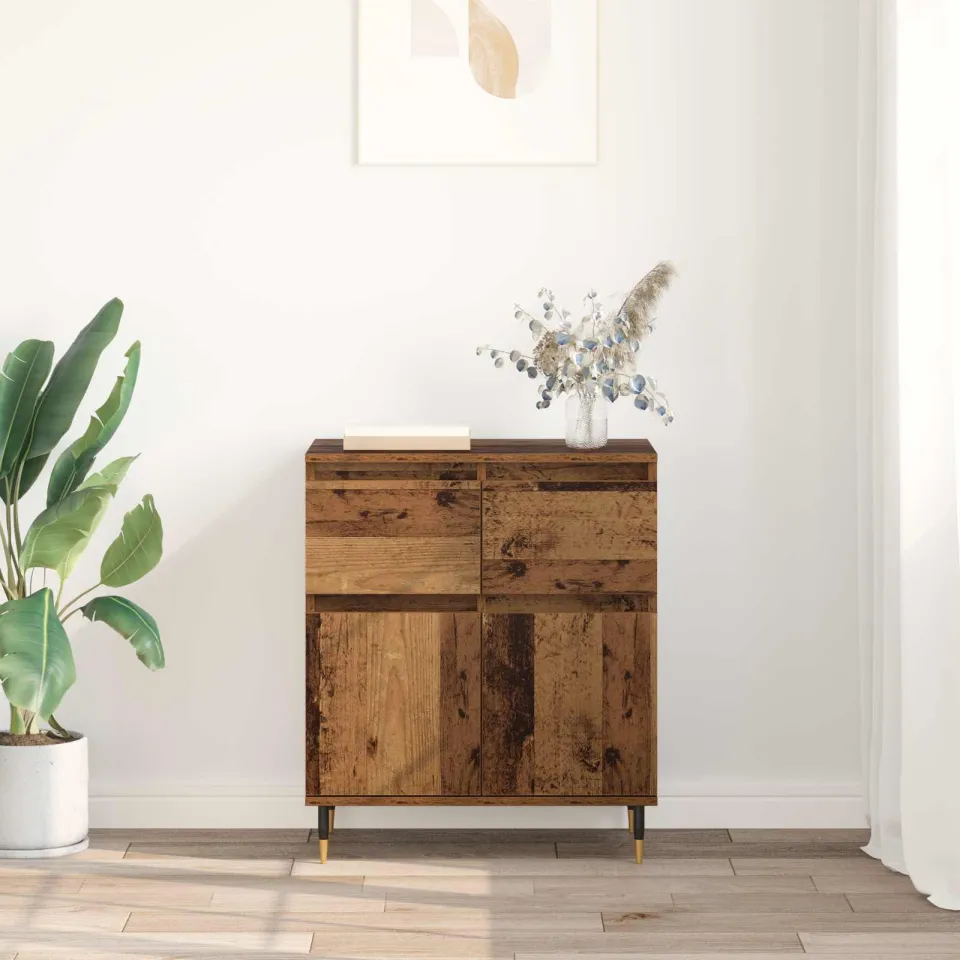 vidaXL Dressoir Oud Hout 60 x 35 x 70 cm Gemonteerd hout en ijzer bruin, foto 4