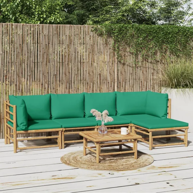 vidaXL 6-delige Loungeset met kussens bamboe groen, foto 2