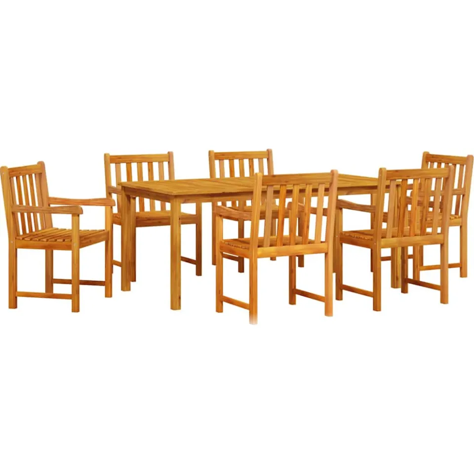 vidaXL Tuin eettafelset 7 st Bruin Massief Acaciahout