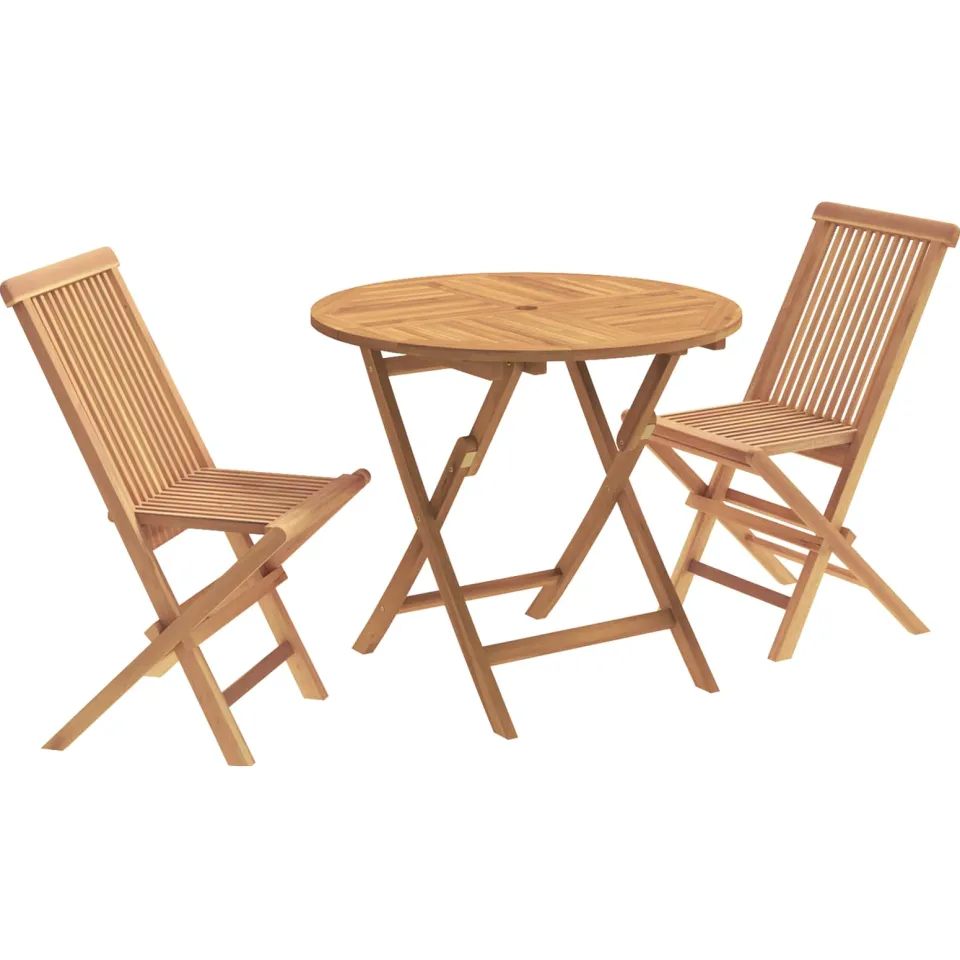 vidaXL 3-delige opvouwbare bistroset voor in de tuin Naturel Bruin