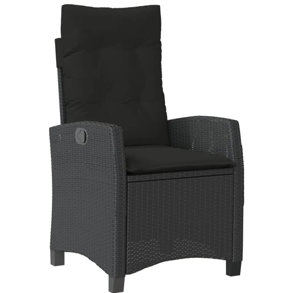 vidaXL 5-delige Tuinset met kussens poly rattan zwart, foto 4