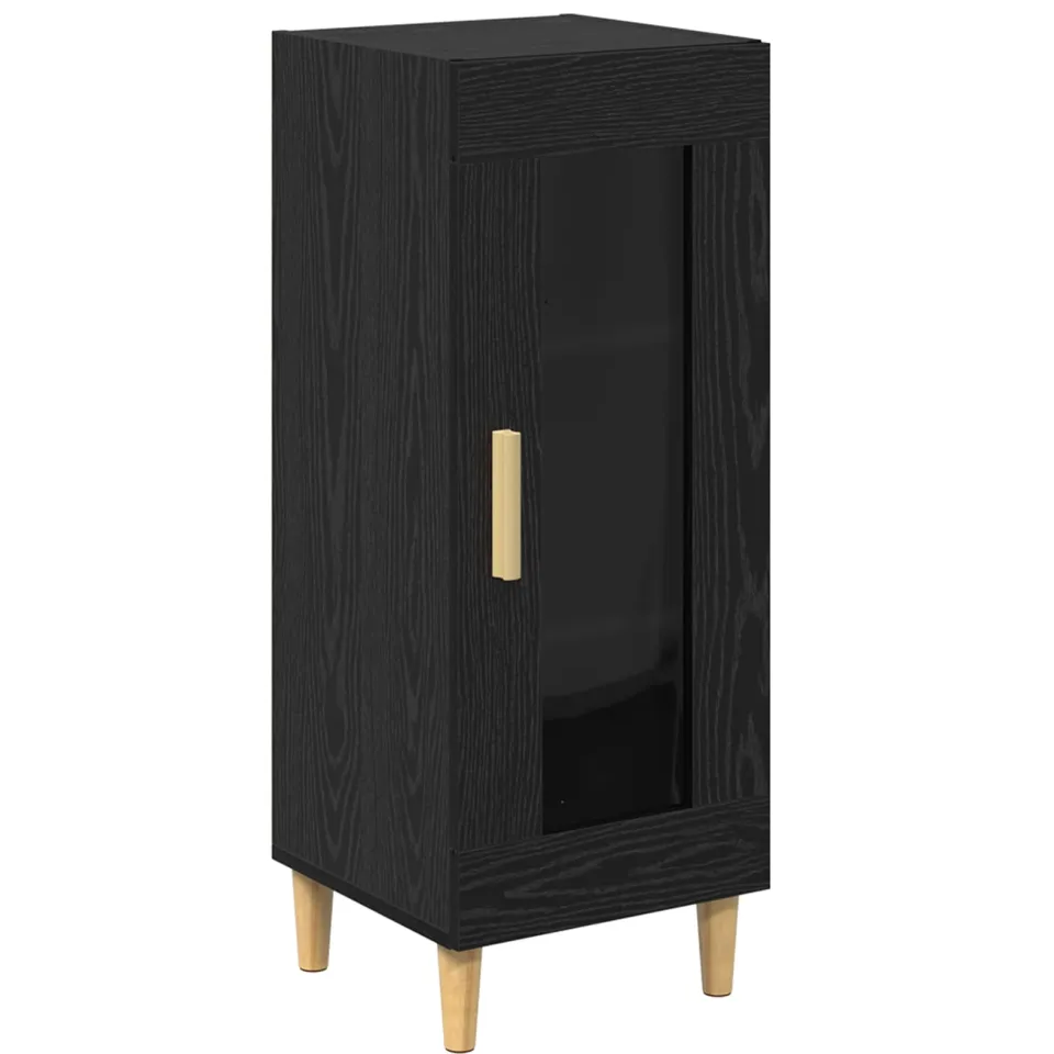 vidaXL Dressoir Zwart Eiken 34.5 x 32.5 x 90 cm Bewerkt hout, foto 3