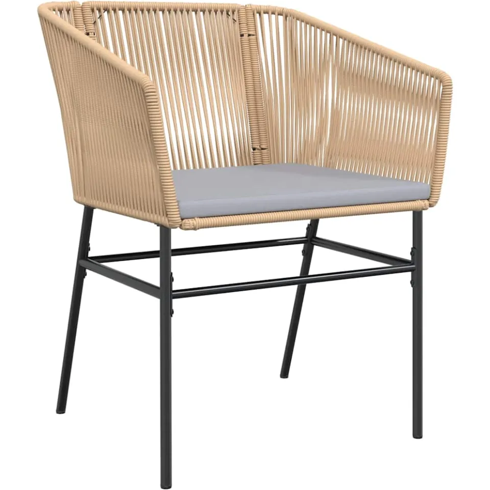 vidaXL 3-delige Tuinset met kussens poly rattan glas bruin, foto 3