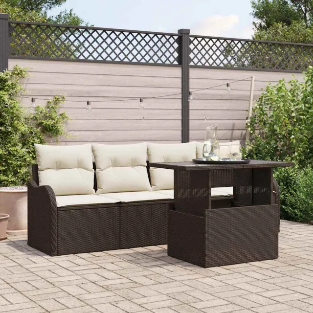 vidaXL Tuin Sofa Set 5 st Bruin Poly riet, foto 2