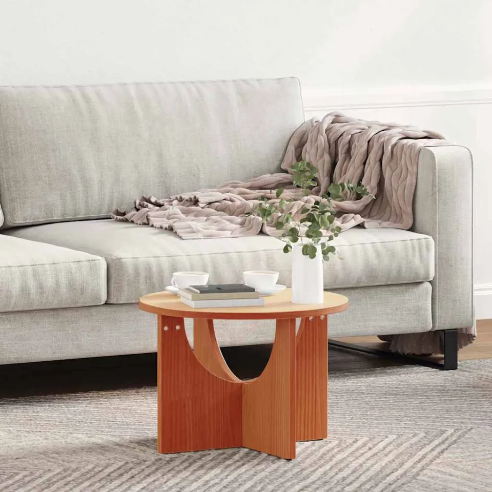 vidaXL Salontafel Wasbruin 50 x 50 x 35 cm Massief grenenhout bruin, foto 4