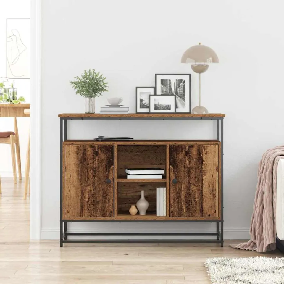 vidaXL Dressoir Oudhout 100 x 35 x 80 cm Bewerkt hout bruin, foto 4
