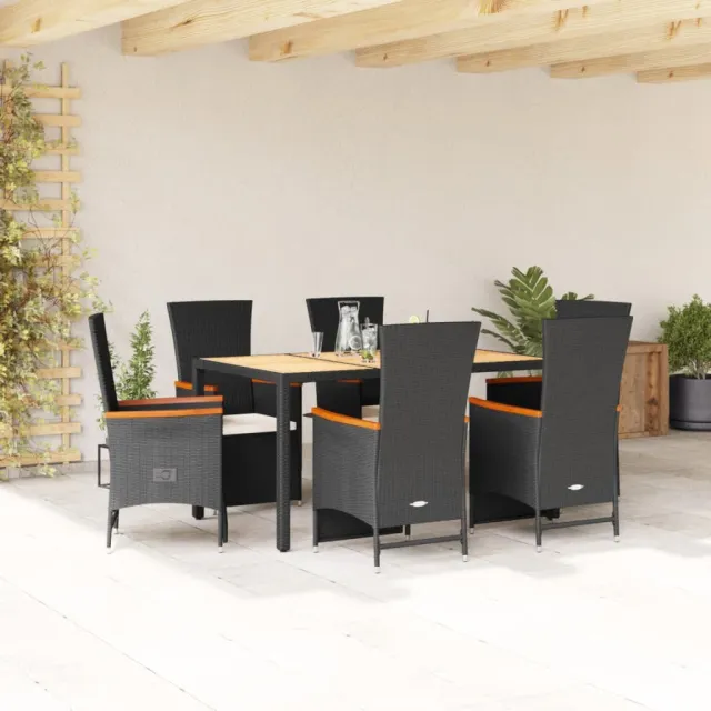 vidaXL 7-delige Tuinset met kussens poly rattan zwart, foto 2