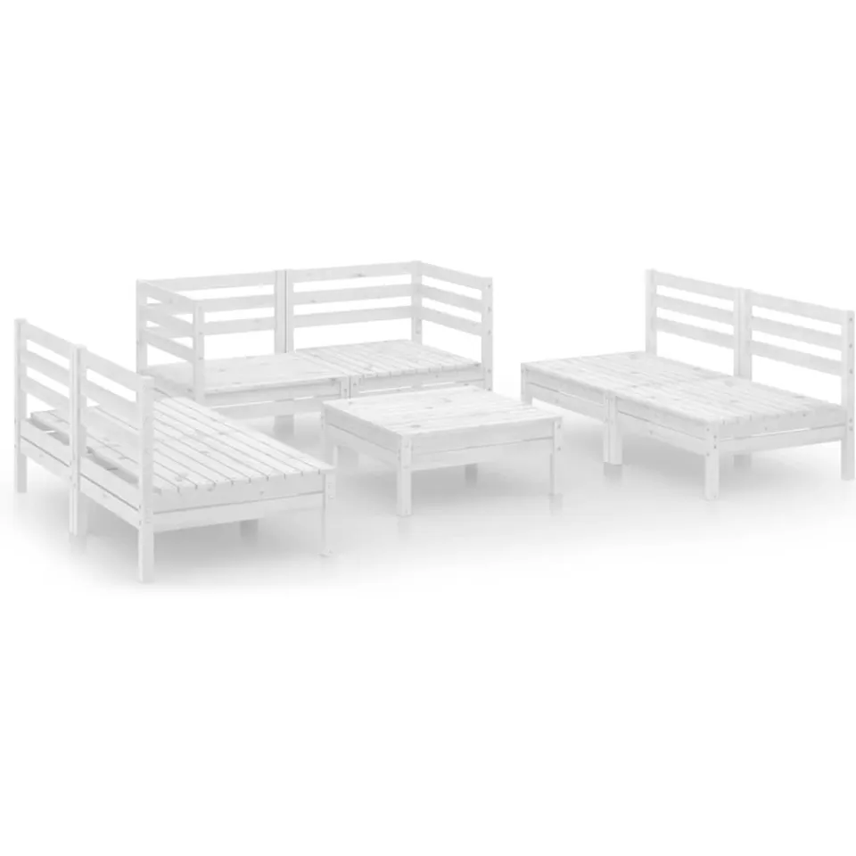 vidaXL 7-delige Loungeset massief grenenhout wit, foto 3