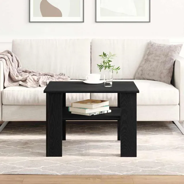 vidaXL Salontafel Zwart Eiken 60 x 60 x 42 cm Bewerkt hout