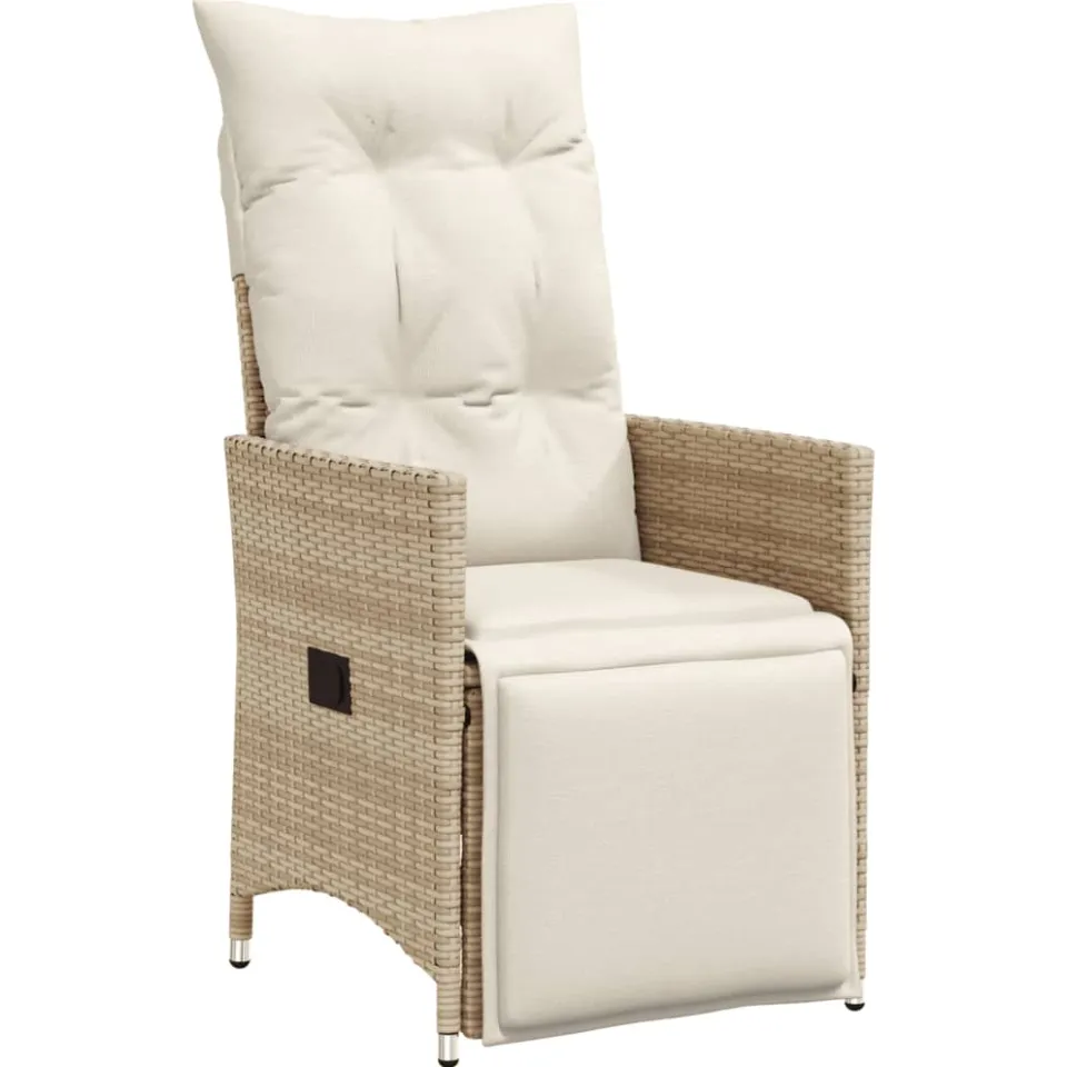 vidaXL 3-delige Bistroset met kussens poly rattan beige