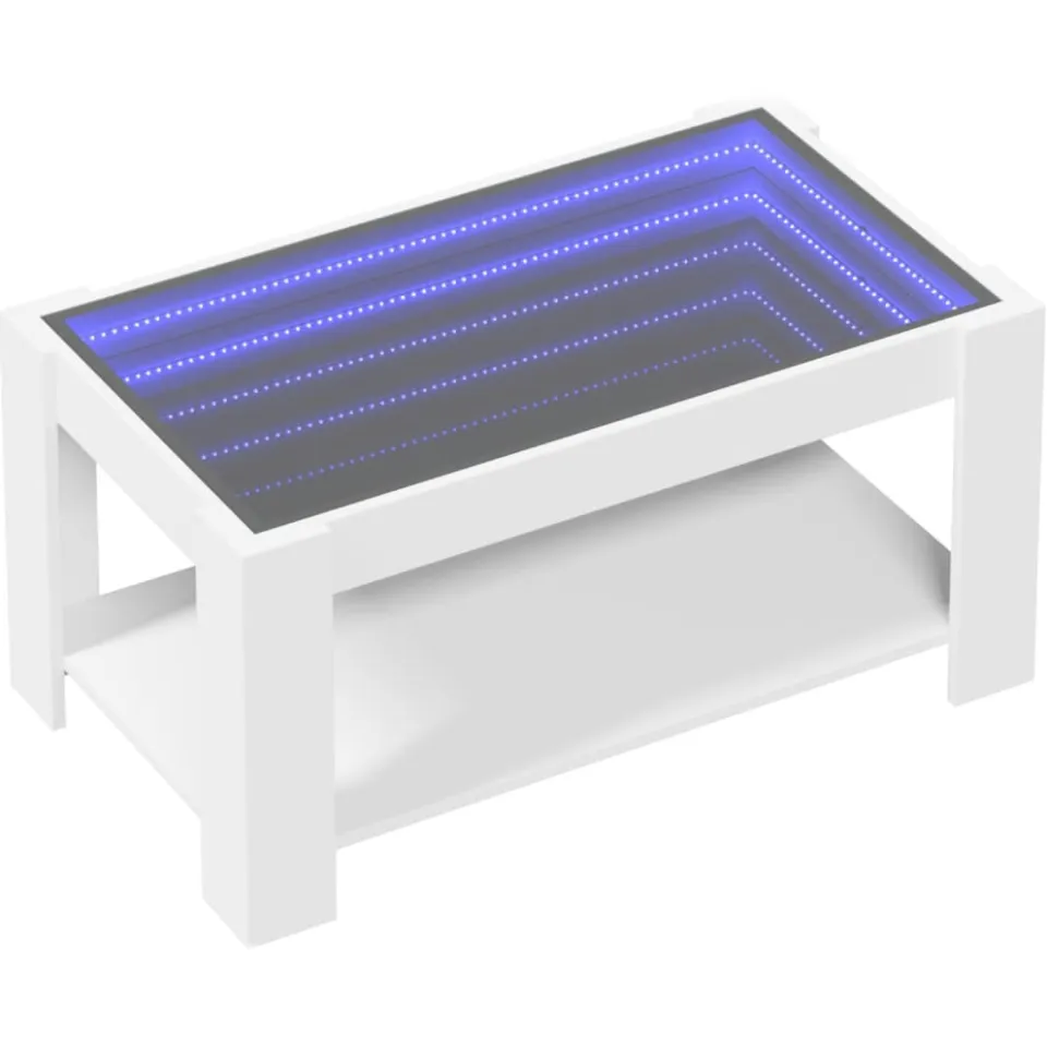 vidaXL Salontafel met LED 93x53x45 cm bewerkt hout wit, foto 4