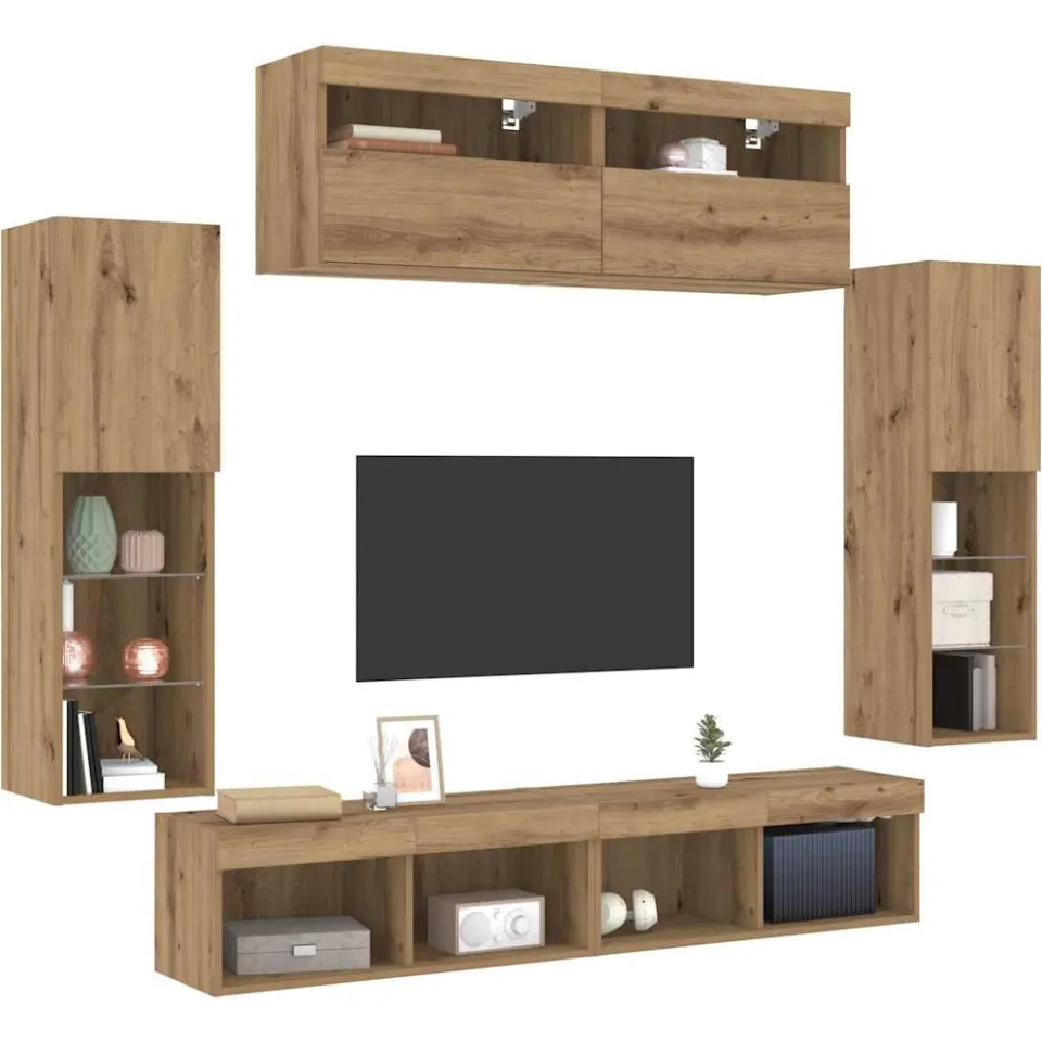 vidaXL Tv-meubelset 6 st 30,5 x 30 x 102 cm artisanaal eikenkleurig, foto 3