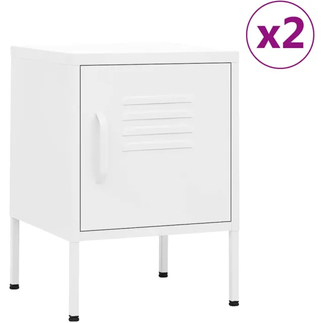 vidaXL Nachtkastjes 2 st 35x35x51 cm staal wit, foto 2