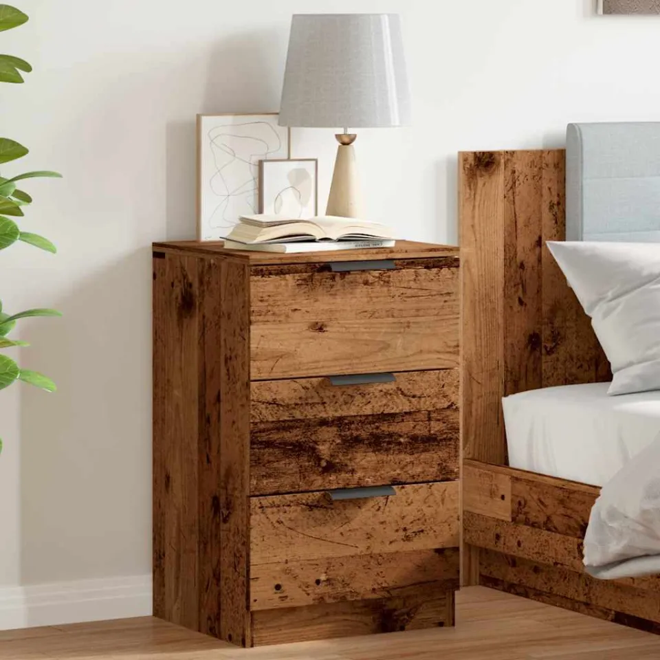 vidaXL Nachtkastje 40x36x65 cm bewerkt hout oud houtkleurig bruin, foto 4