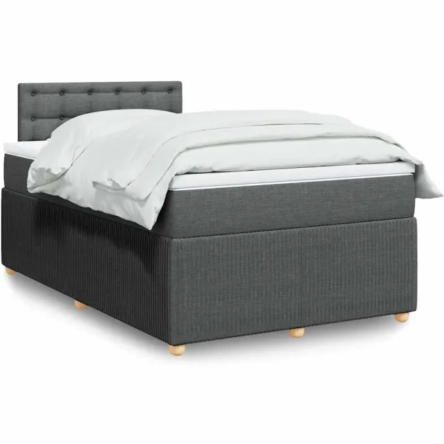 vidaXL Boxspring met matras stof donkergrijs 120x190 cm grijs