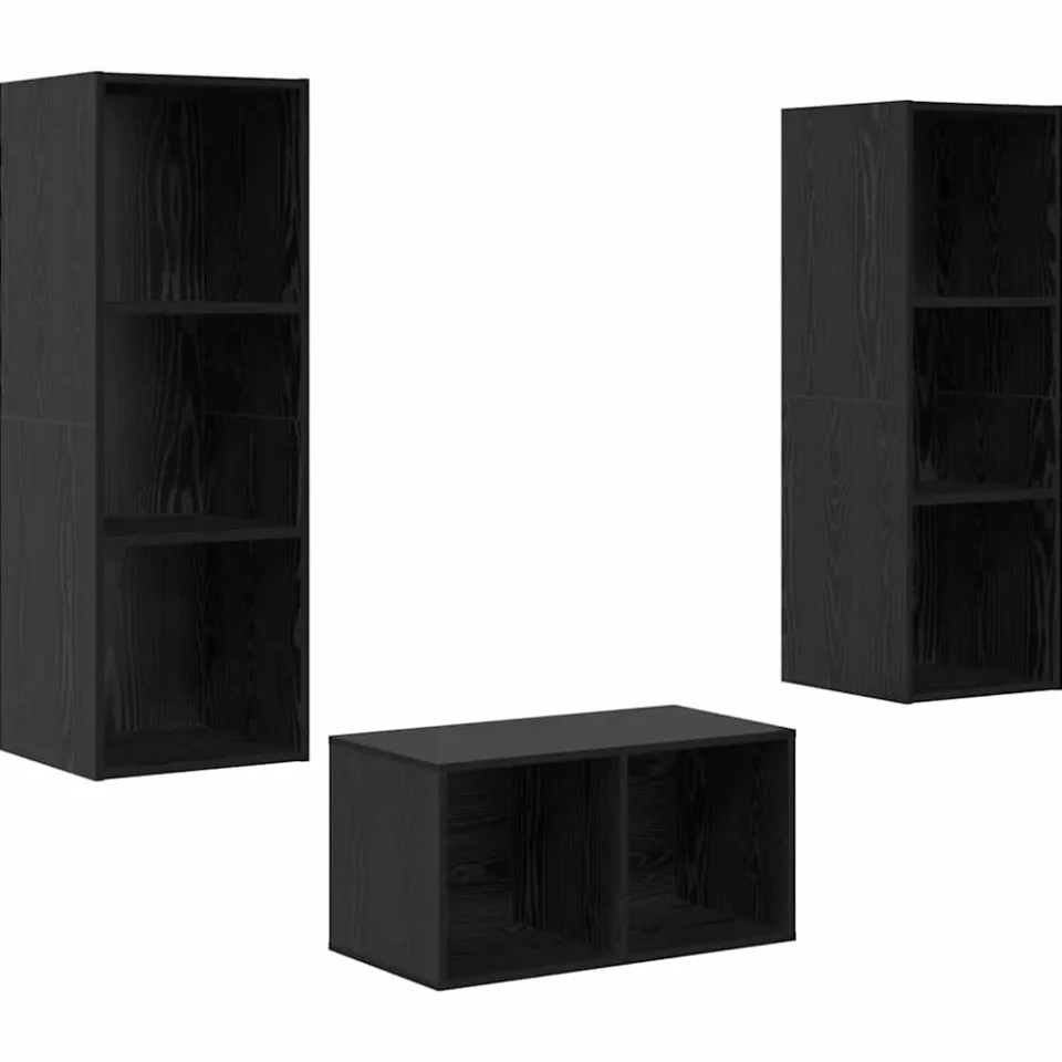 vidaXL Tv-meubelset 37 x 37 x 107 cm Zwart Eiken, foto 3