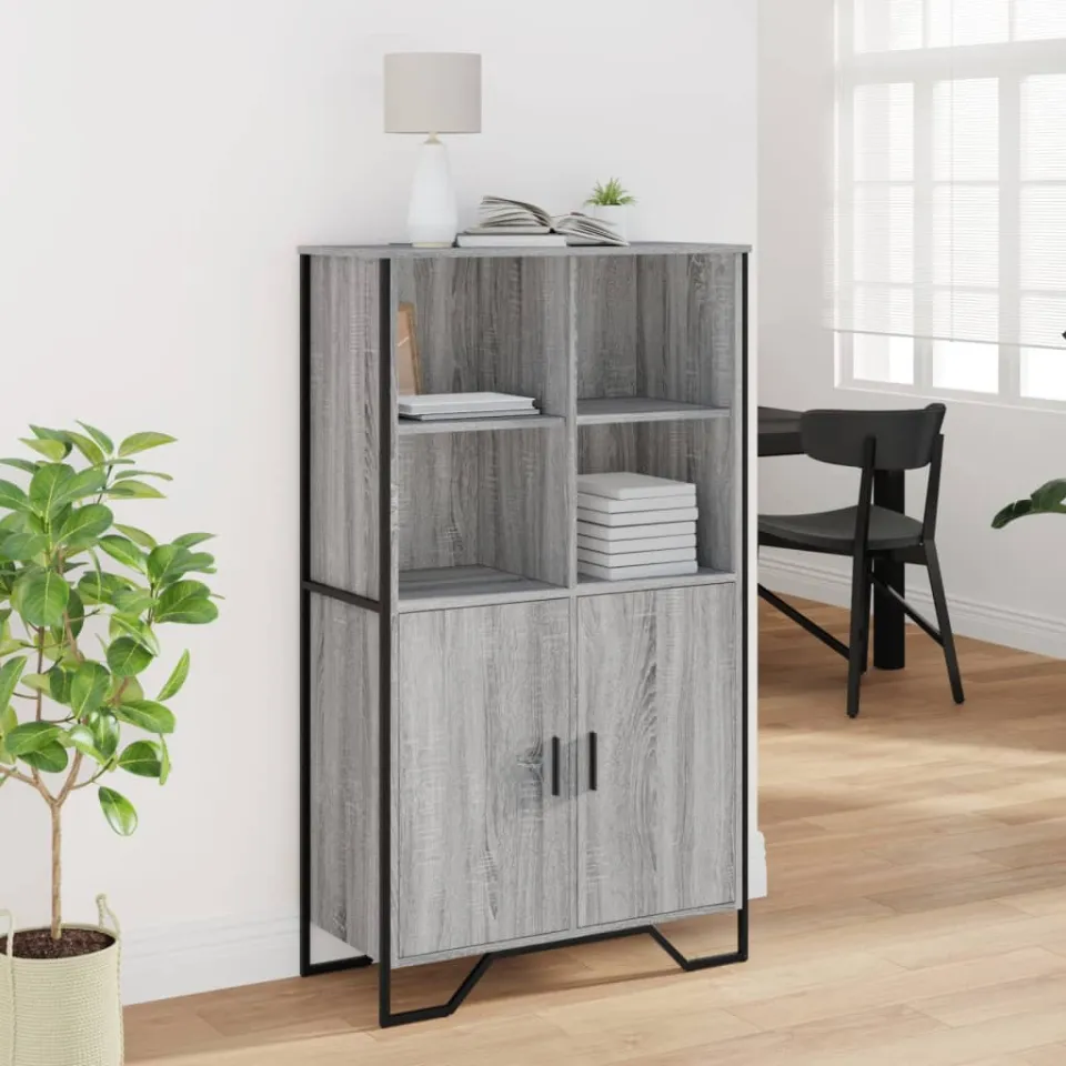 vidaXL Hoge kast 79,5x35,5x137,5 cm bewerkt hout grijs sonoma eiken, foto 2