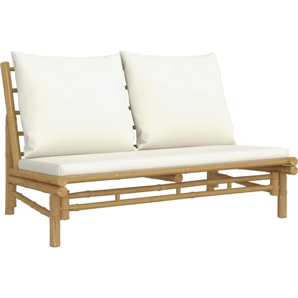 vidaXL 4-delige Loungeset met kussens bamboe crèmewit, foto 3