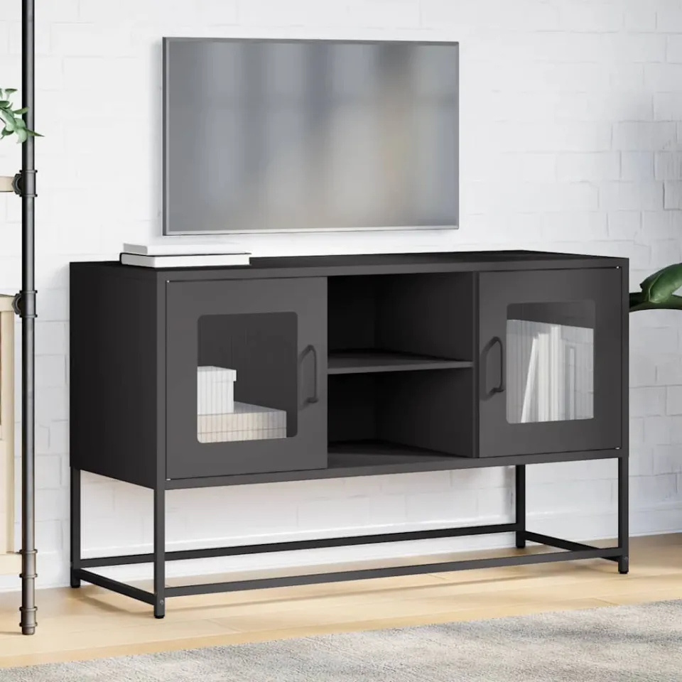 vidaXL Tv-meubel 100,5x39x60,5 cm staal zwart, foto 3