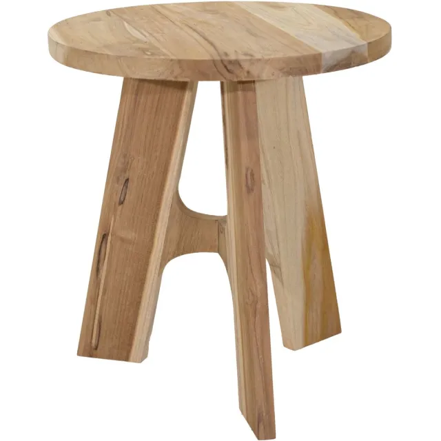 Mega Collections Bijzettafel of tuin tafel Kenya - FSC hout - lichtbruin - D37 x H40 cm - binnen / buiten - Plantenpot verhoger