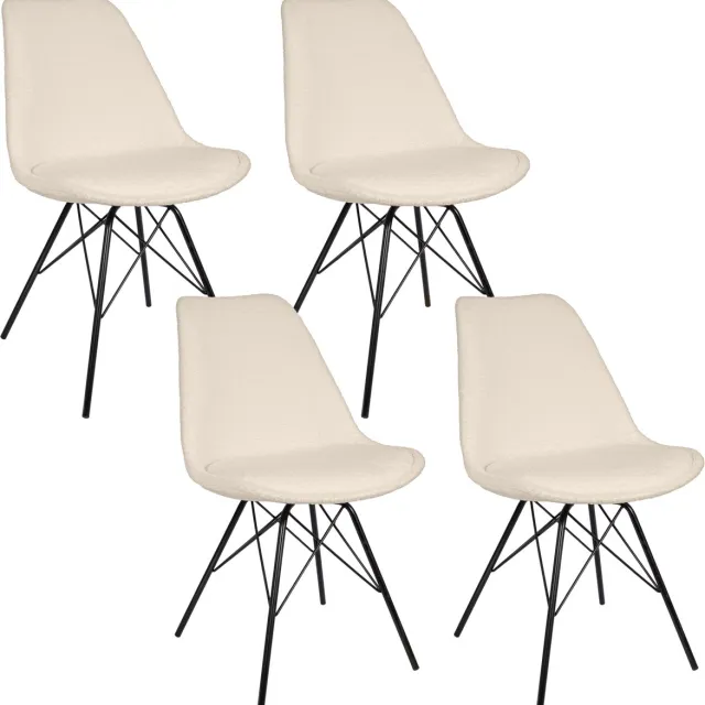 Casamoda Eetkamerstoelen - Stoelen set van 4 Eetkamer - Teddy Stoel - Stof - Beige