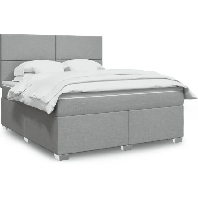 vidaXL Boxspring met matras stof lichtgrijs 180x200 cm grijs