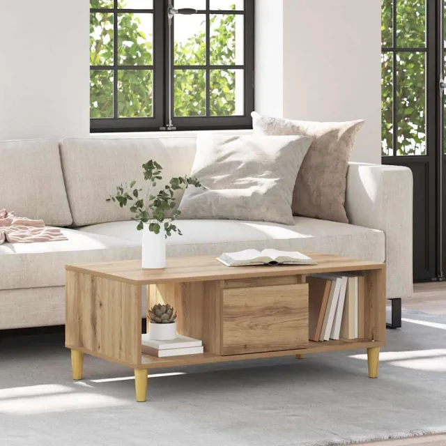 vidaXL Salontafel Artisan Eiken 90 x 50 x 26.5 cm Bewerkt hout Bruin