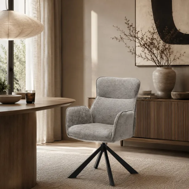 The Seats Eetkamerstoel Sophie - 360° draaibaar - Auto return - Stof - Taupe