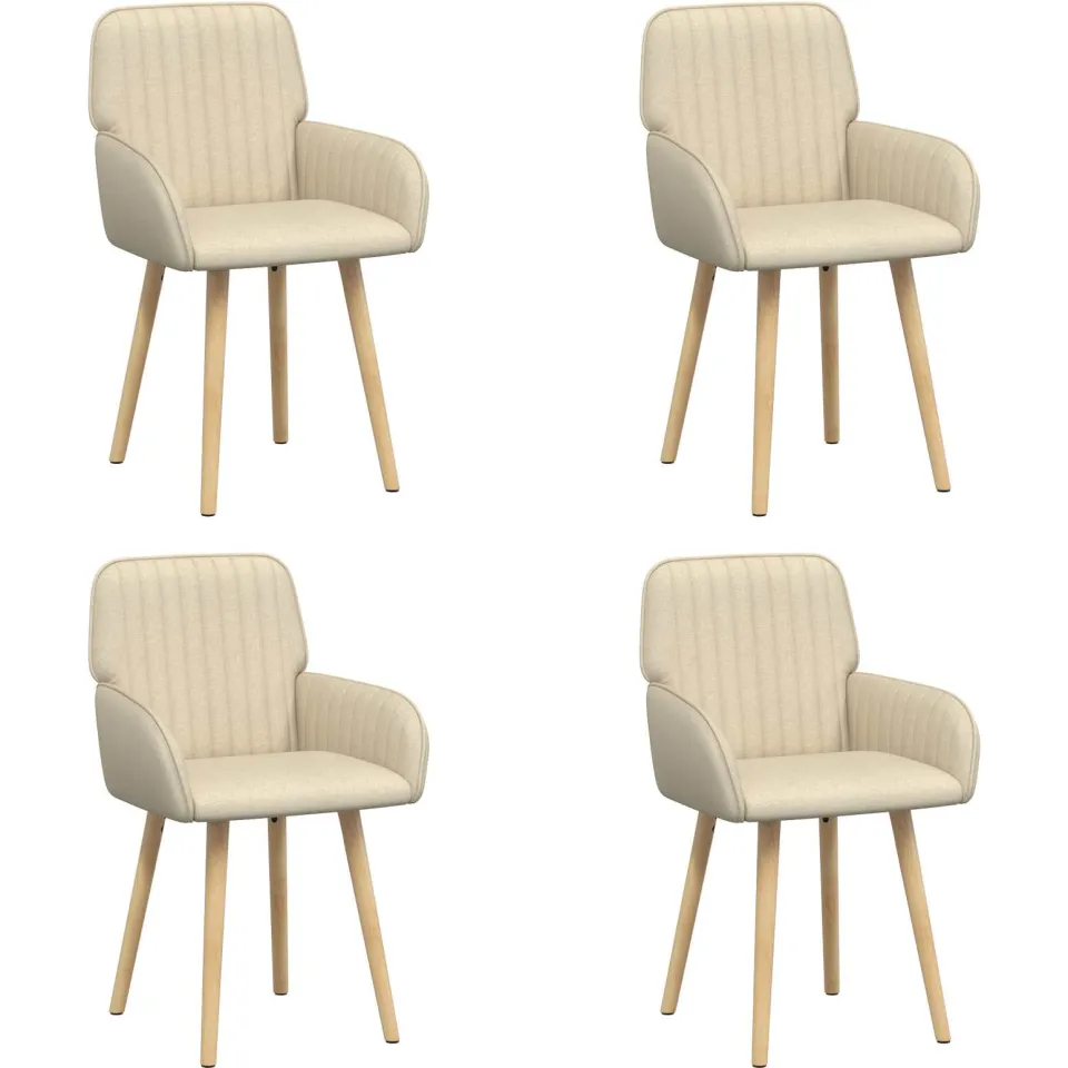 vidaXL Eettafelstoelen 4 st Stof Crèmekleurig 56,5 x 50 x 87,5 cm, foto 3