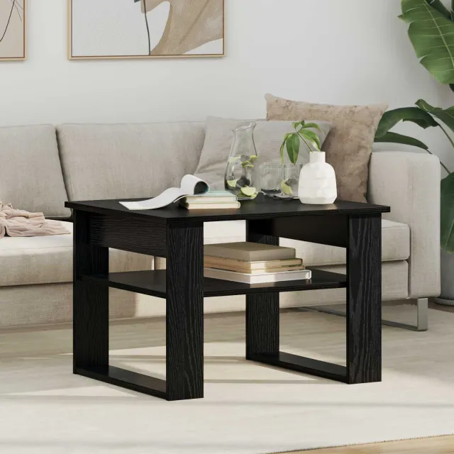 vidaXL Salontafel Zwart Eiken 64 x 54 x 44 cm Bewerkt hout