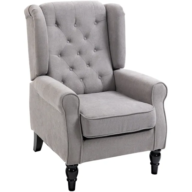 Lunpog loungestoel - houten poten - modern design - hoge rugleuning - comfortabele bekleding - grijs Gris