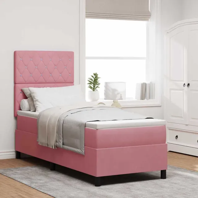 vidaXL Boxspringbed met matras met hoofdeinde Roze 80 x 200 cm Fluweel
