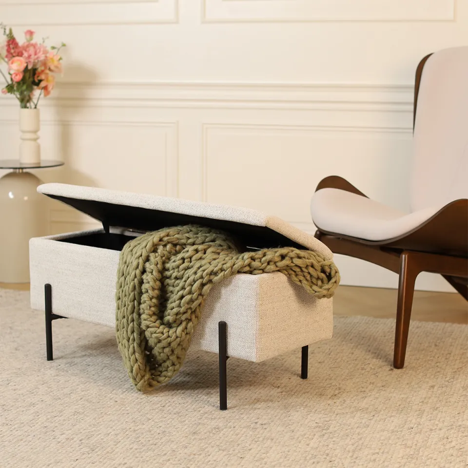 Nolon Jente bankje met opbergruimte beige melange - 95 x 37 cm, foto 3